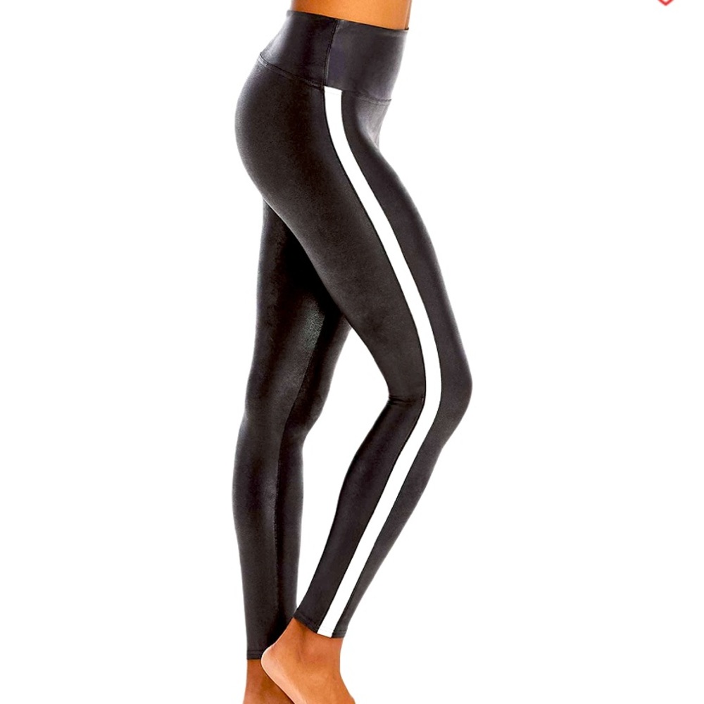 SPANX Faux Leather Side Stripe Leggings